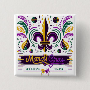 New Orleans Mardi Gras lila gelb grün Button