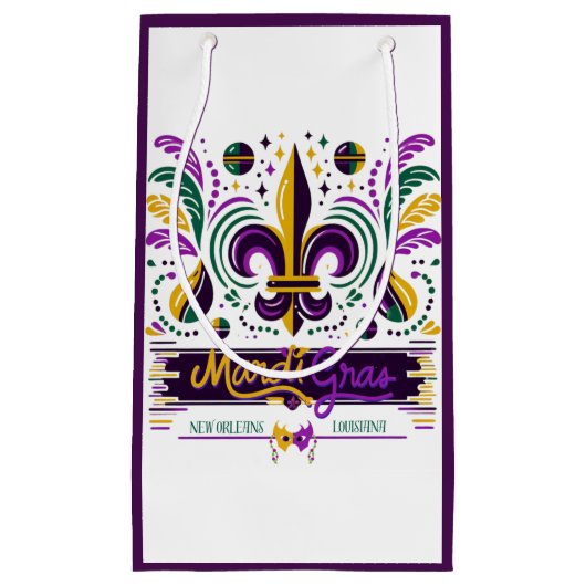 New Orleans Mardi Gras lila gelb grün Kleine Geschenktüte (Vorderseite)