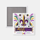 New Orleans Mardi Gras lila gelb grün Magnet (Vorderseite/Rückseite)