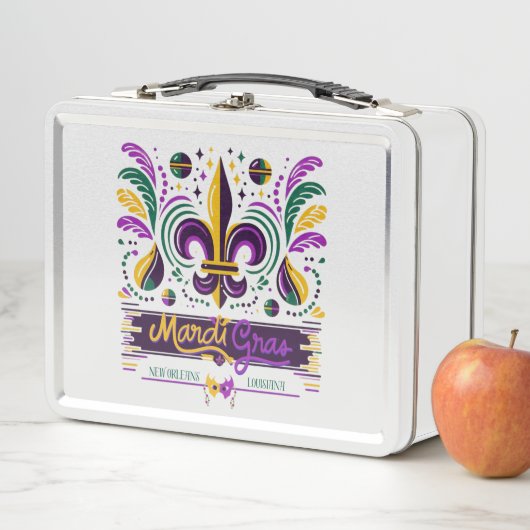 New Orleans Mardi Gras lila gelb grün Metall Brotdose (Beispiel)