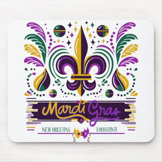 New Orleans Mardi Gras lila gelb grün Mousepad (Vorne)