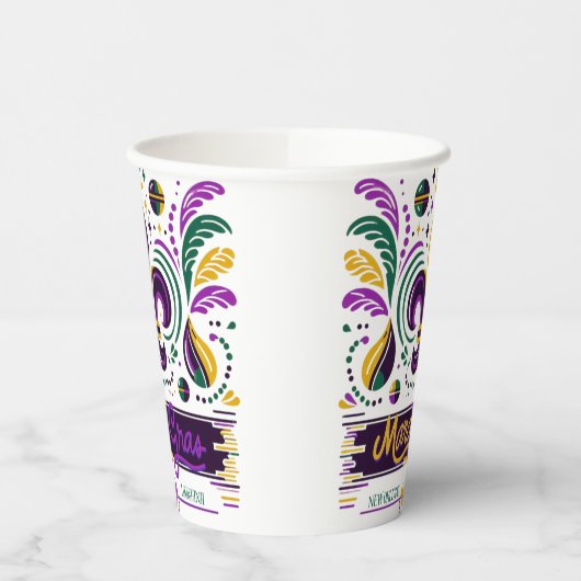 New Orleans Mardi Gras lila gelb grün Pappbecher (Links)