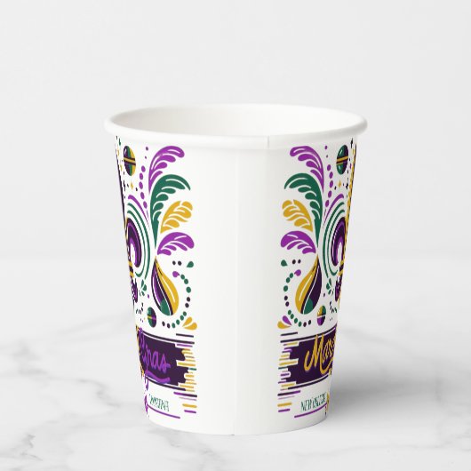 New Orleans Mardi Gras lila gelb grün Pappbecher (Rechts)