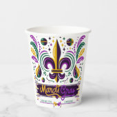 New Orleans Mardi Gras lila gelb grün Pappbecher (Vorderseite)