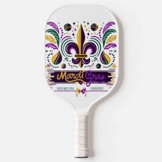 New Orleans Mardi Gras lila gelb grün Pickleball Schläger (Vorderseite)