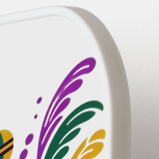 New Orleans Mardi Gras lila gelb grün Pickleball Schläger (Linke Seite)