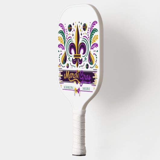 New Orleans Mardi Gras lila gelb grün Pickleball Schläger (Links)
