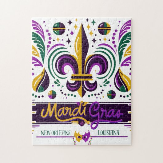 New Orleans Mardi Gras lila gelb grün Puzzle (Vertikal)