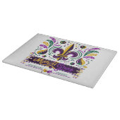 New Orleans Mardi Gras lila gelb grün Schneidebrett (Ecke)