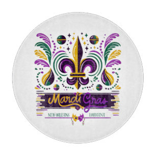 New Orleans Mardi Gras lila gelb grün Schneidebrett