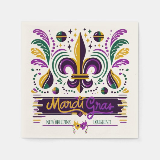 New Orleans Mardi Gras lila gelb grün Serviette (Vorderseite)
