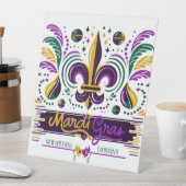 New Orleans Mardi Gras lila gelb grün Sockelschild (In Situ)