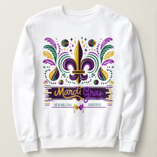 New Orleans Mardi Gras lila gelb grün Sweatshirt (Design vorne)