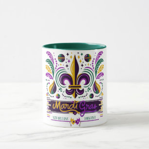 New Orleans Mardi Gras lila gelb grün Tasse