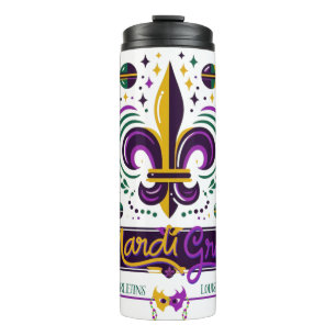 New Orleans Mardi Gras lila gelb grün Thermosbecher