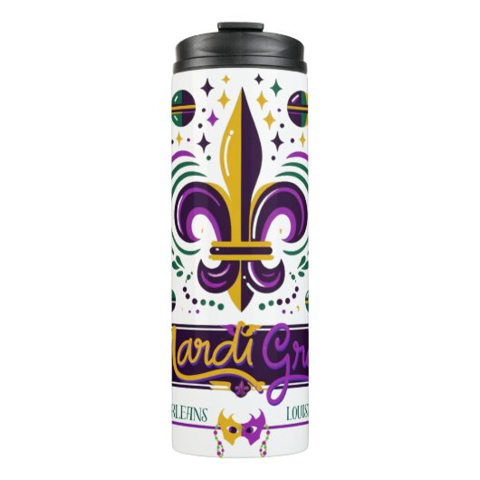 New Orleans Mardi Gras lila gelb grün Thermosbecher (Vorderseite)