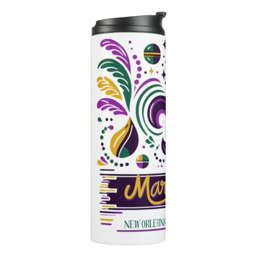 New Orleans Mardi Gras lila gelb grün Thermosbecher (Nach links gedreht)