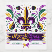 New Orleans Mardi Gras lila gelb grün Weinetikett (Einzelnes Label)