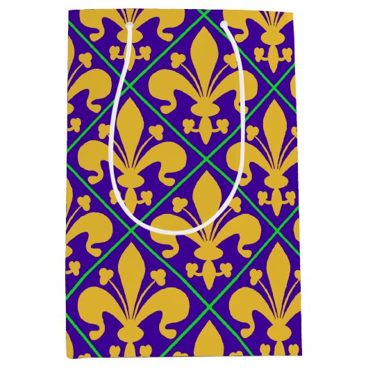 New Orleans Mardi Gras Lilie Mittlere Geschenktüte (Vorderseite)