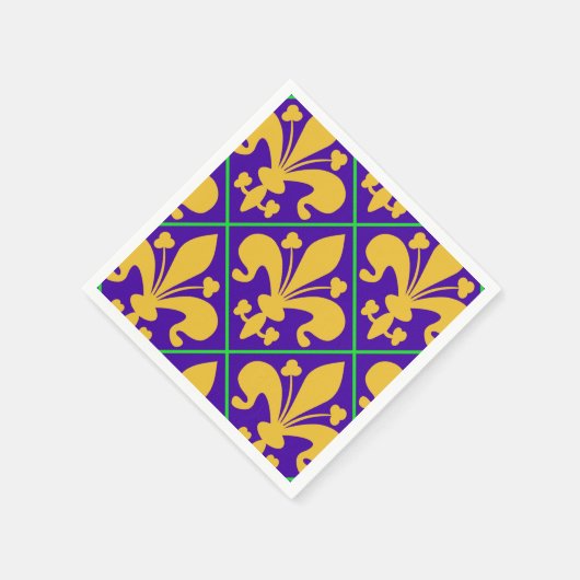 New Orleans Mardi Gras Lilie Serviette (Ecke)