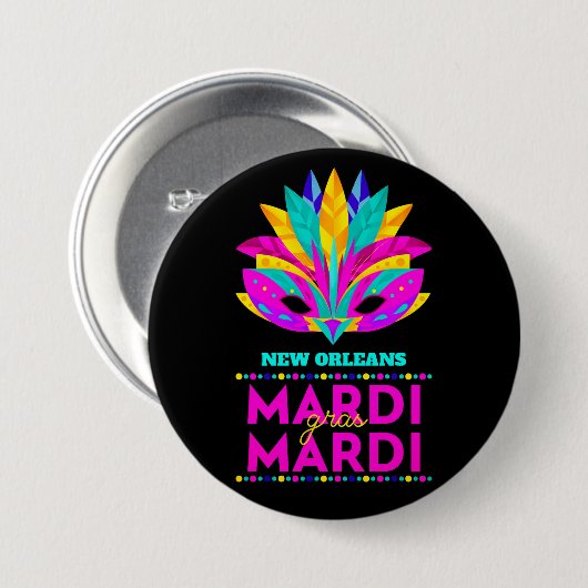 New Orleans Mardi Gras Maske Button (Vorne & Hinten)