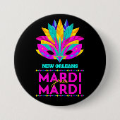 New Orleans Mardi Gras Maske Button (Vorderseite)