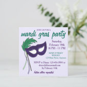 New Orleans Mardi Gras Masquerade Party Einladung (Stehend Vorderseite)