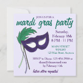 New Orleans Mardi Gras Masquerade Party Einladung (Vorderseite)