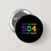 New Orleans Mardi Gras Outfit 504 Louisiana Carniv Button (Vorne & Hinten)