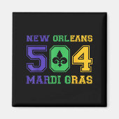 New Orleans Mardi Gras Outfit 504 Louisiana Carniv Magnet (Vorne)