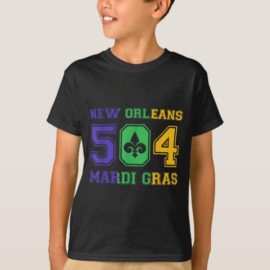 New Orleans Mardi Gras Outfit 504 Louisiana Carniv T-Shirt (Vorderseite)