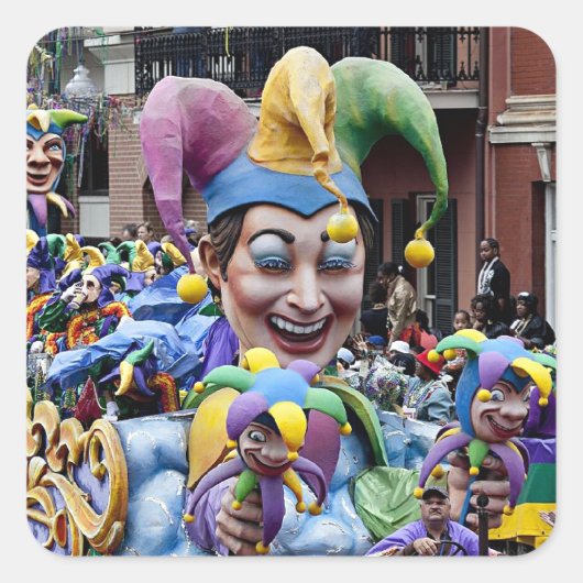 New Orleans Mardi Gras Quadratischer Aufkleber (Vorderseite)