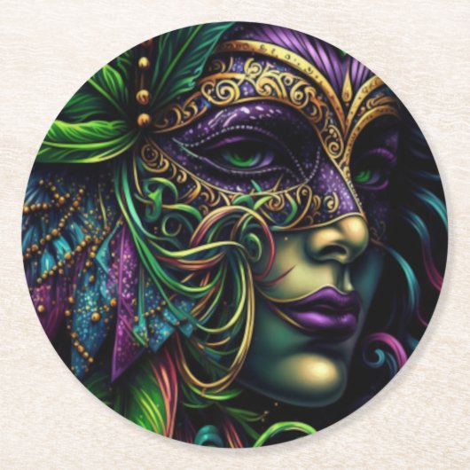 New Orleans Mardi Gras Runder Pappuntersetzer (Vorderseite)