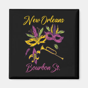 New Orleans Mardi Gras Souvenir Bourbon Str. Magnet