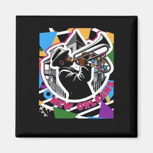 New Orleans Mardi Gras Trombone Sticker Magnet