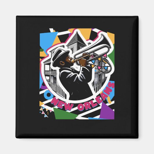 New Orleans Mardi Gras Trombone Sticker Magnet (Vorne)
