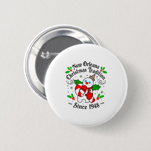 New Orleans Mr Bingle Christmas Tradition Snowman Button (Vorne & Hinten)