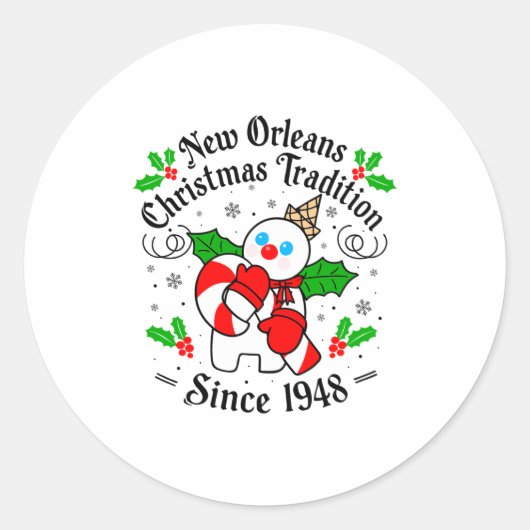 New Orleans Mr Bingle Christmas Tradition Snowman  Runder Aufkleber (Vorderseite)