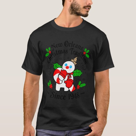 New Orleans Mr Bingle Christmas Tradition Snowman T-Shirt (Vorderseite)