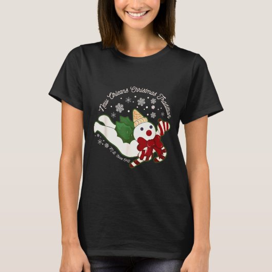 New Orleans Mr Bingle Christmas Tradition Snowmen T-Shirt (Vorderseite)