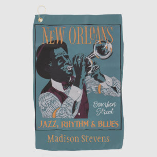 New Orleans Music Custom Text Golf Handtuch 3/3