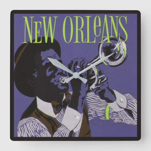 New Orleans Music wall clock Quadratische Wanduhr (Vorderseite)