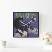 New Orleans Music wall clock Quadratische Wanduhr (Zuhause)