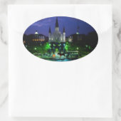 New Orleans nachts Ovaler Aufkleber (Tasche)