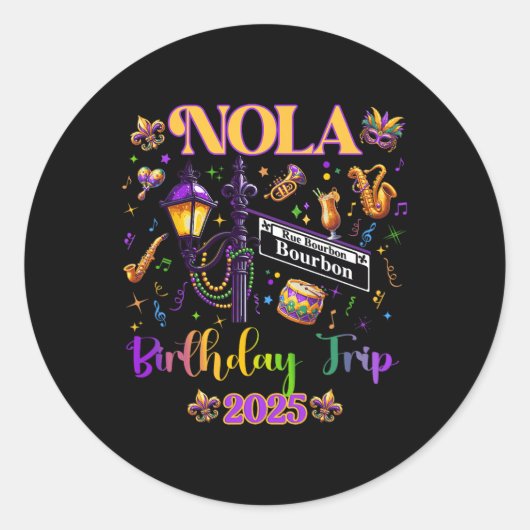 New Orleans Nola 2025 Girls' Birthday Bachelorette Runder Aufkleber (Vorderseite)