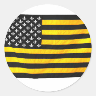 New Orleans NOLA Black und Gold American USA Flag Runder Aufkleber