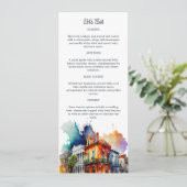 New Orleans NOLA Bourbon Street Menu Cards Einladung (Stehend Vorderseite)