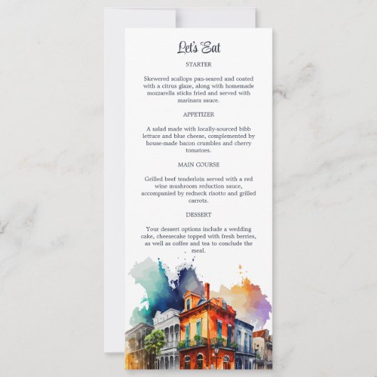 New Orleans NOLA Bourbon Street Menu Cards Einladung (Vorderseite)