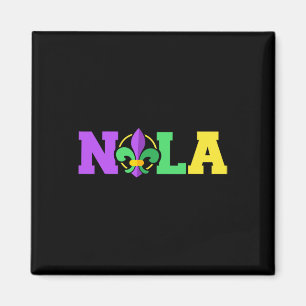 New Orleans Nola in den Farben Mardi Gras und Fleu Magnet