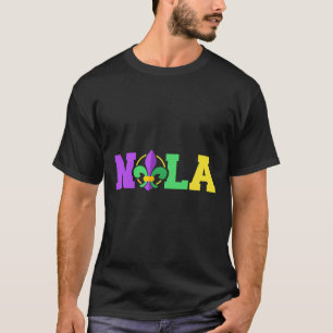 New Orleans Nola in Mardi Gras-Farben und Fleur De T-Shirt